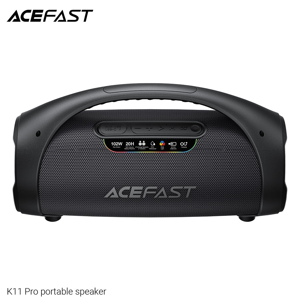 Tragbarer Bluetooth-Lautsprecher Acefast K11 Pro, 102W, RGB, TWS, wasserdicht, schwarz