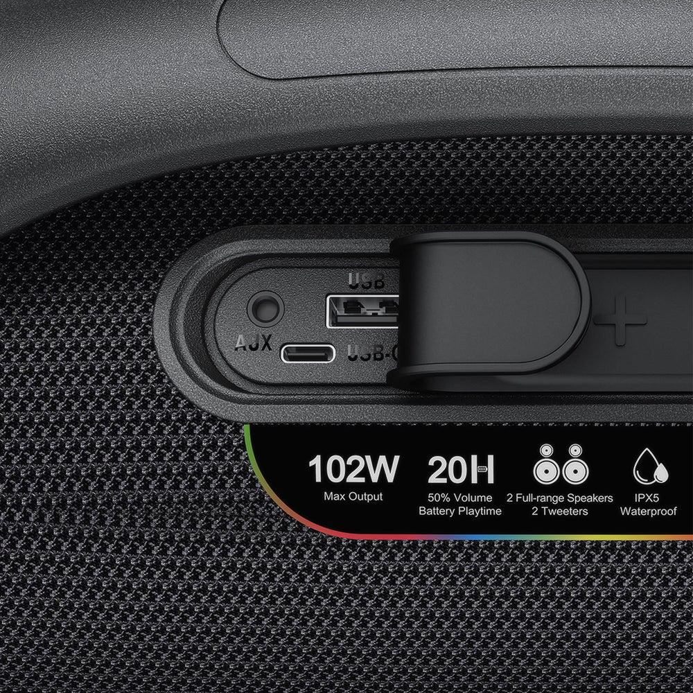 Tragbarer Bluetooth-Lautsprecher Acefast K11 Pro, 102W, RGB, TWS, wasserdicht, schwarz