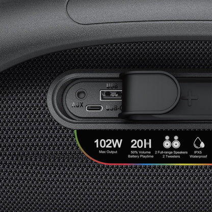 Tragbarer Bluetooth-Lautsprecher Acefast K11 Pro, 102W, RGB, TWS, wasserdicht, schwarz