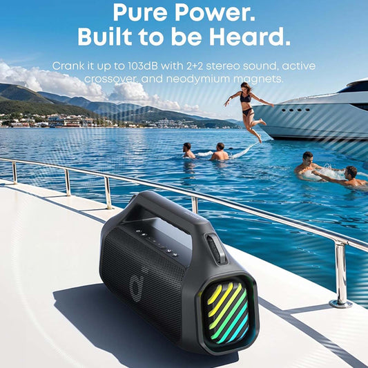 Enceinte Portable Bluetooth Anker SoundCore Boom 2 Pro, 140W, TWS, RGB, Étanche, Noire A3134A11