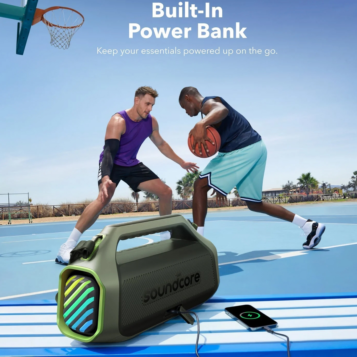 Tragbarer Bluetooth-Lautsprecher Anker SoundCore Boom 2 Plus, 140W, TWS, RGB, wasserdicht, grün, wiederverpackt A3134061