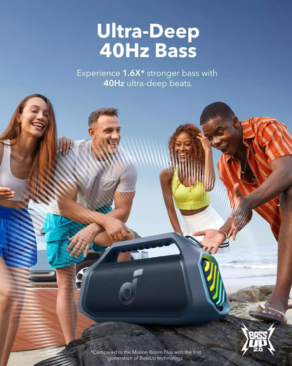 Tragbarer Bluetooth-Lautsprecher Anker SoundCore Boom 2 Plus Neue Version, 140W, TWS, RGB, wasserdicht, Blau A3134032