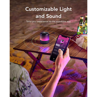 Enceinte portable Bluetooth Anker SoundCore Glow Mini, 8W, RGB, étanche, noire A3136G11 