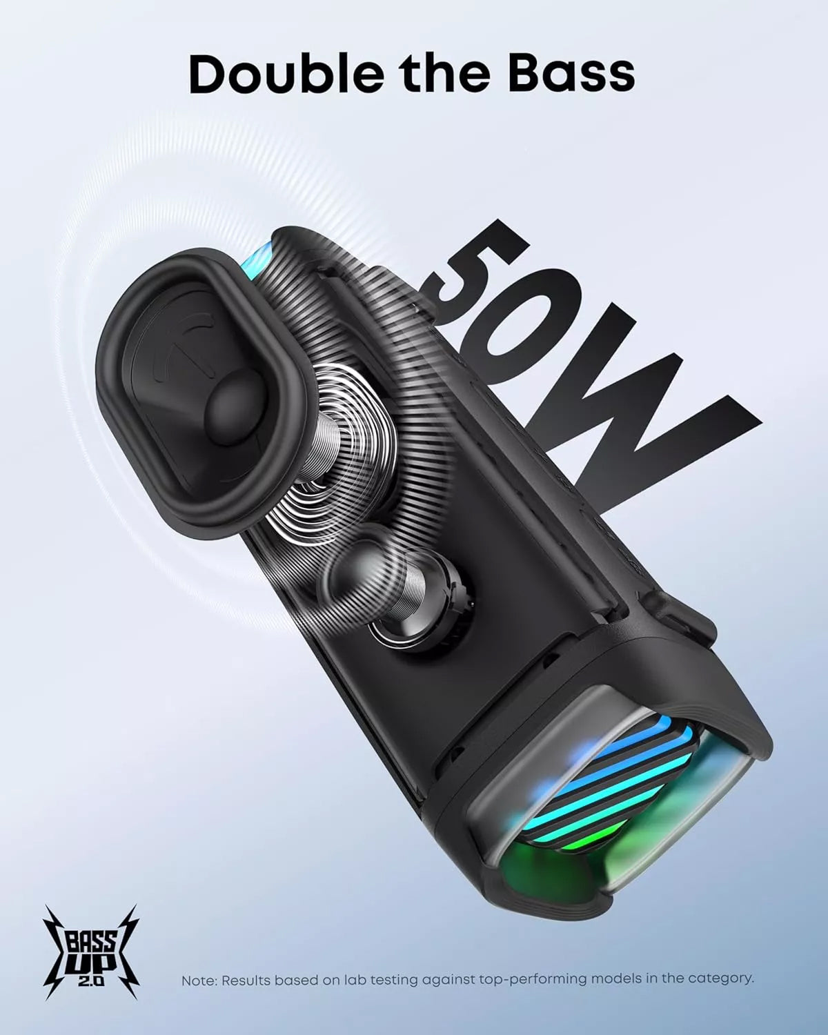 Tragbarer Bluetooth-Lautsprecher Anker SoundCore Boom 3i, 50W, RGB, wasserdicht, Schwarz D5100010