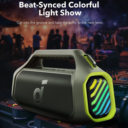 Tragbarer Bluetooth-Lautsprecher Anker SoundCore Boom 2 Plus, 140W, TWS, RGB, wasserdicht, grün, wiederverpackt A3134061