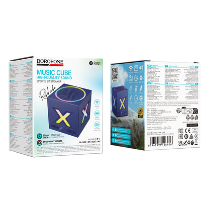 Enceinte Portable Bluetooth Borofone BR101 Rubik, 5W, TWS, RGB, Bleue