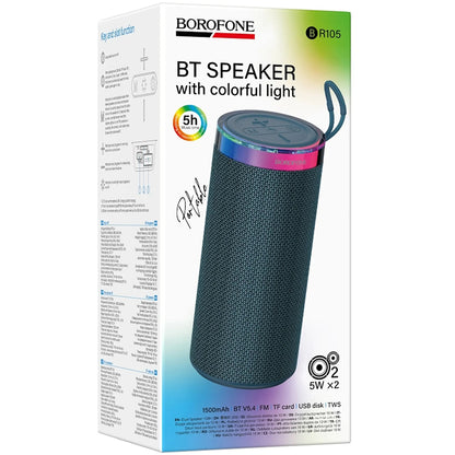 Draagbare Bluetooth-luidspreker Borofone BR105 Loud, 10W, TWS, RGB, Marineblauw