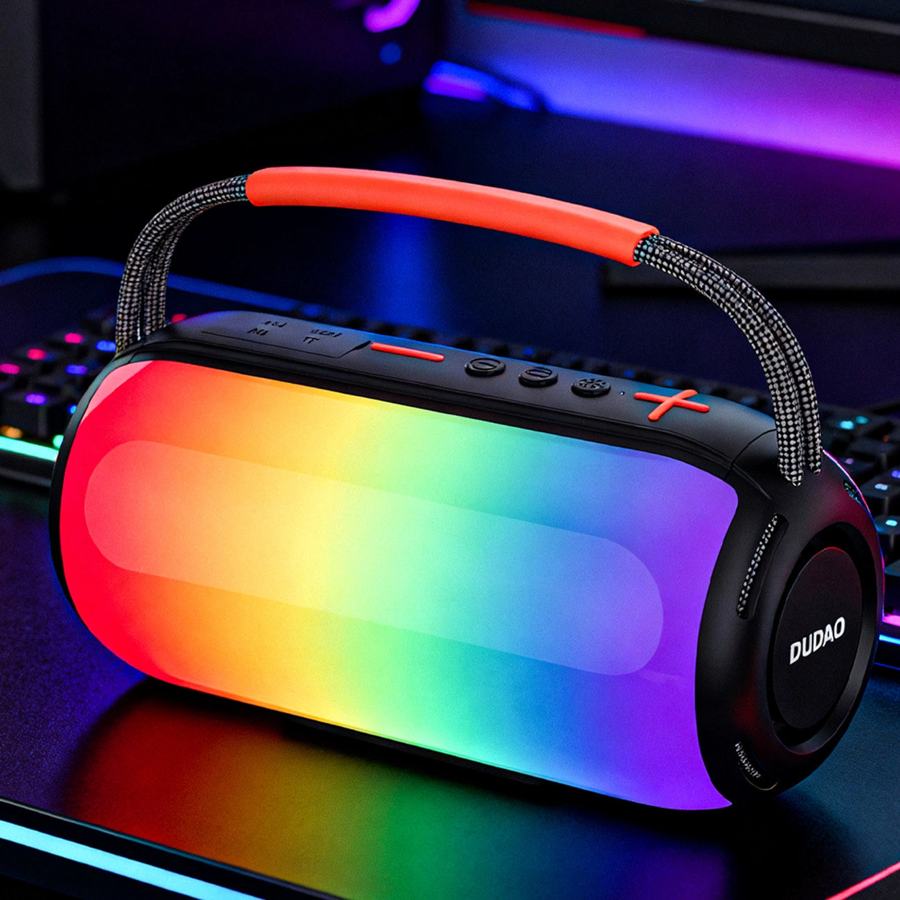 Tragbarer Bluetooth-Lautsprecher Dudao Y21, 2 x 5W, TWS, RGB, Schwarz