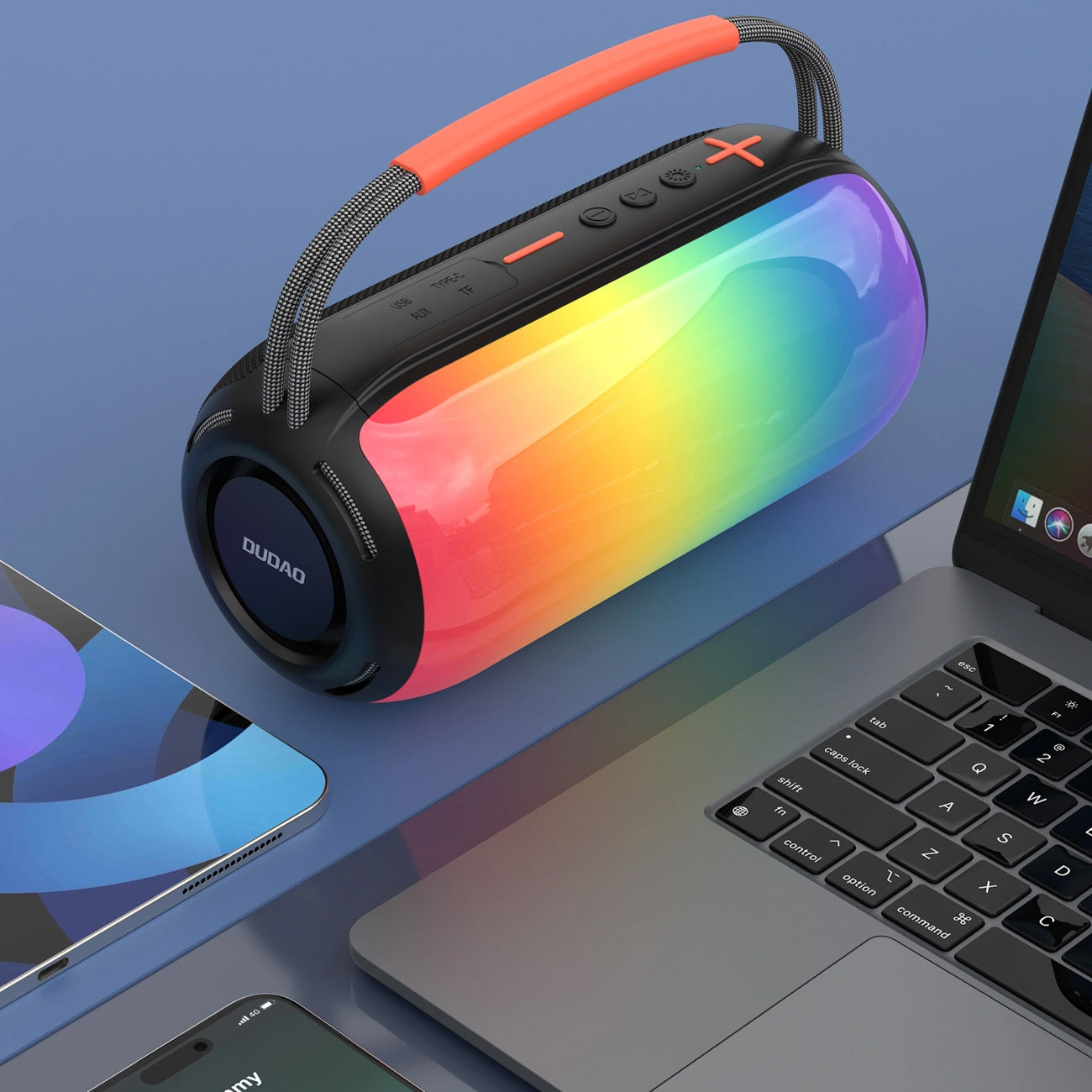 Tragbarer Bluetooth-Lautsprecher Dudao Y21, 2 x 5W, TWS, RGB, Schwarz
