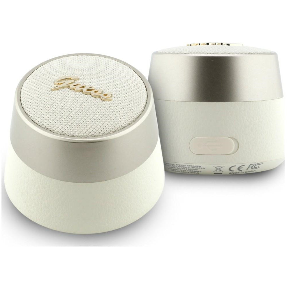 Draagbare Bluetooth Speaker Guess Script Metaallogo, 5W, TWS, Goudkleurig