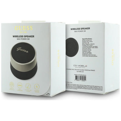 Enceinte Portable Bluetooth Guess Script Logo Métal, 5W, TWS, Noire
