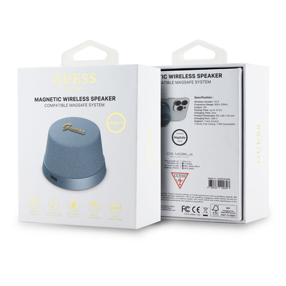 Draagbare Bluetooth Speaker Guess Stand Magnetic Script Metal, 3W, Blauw