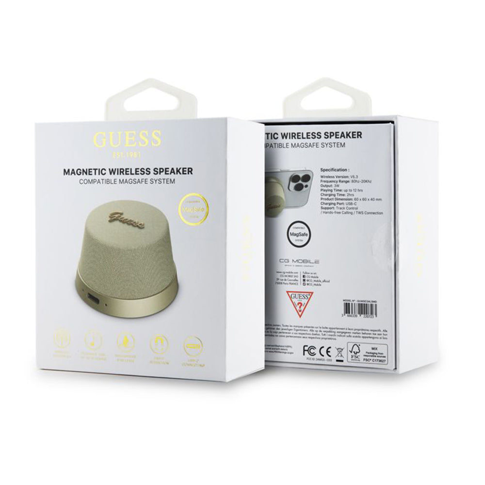 Draagbare Bluetooth Speaker Guess Stand Magnetic Script Metal, 3W, Goud