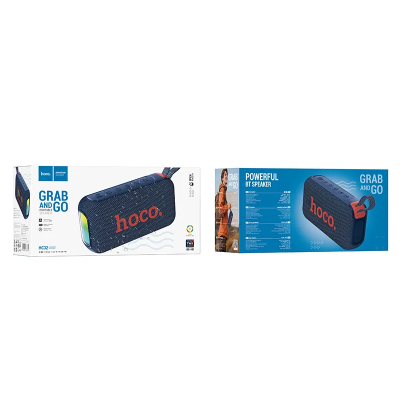 Enceinte Portable Bluetooth HOCO HC32, 2 x 10W, TWS, RGB, Bleu Marine