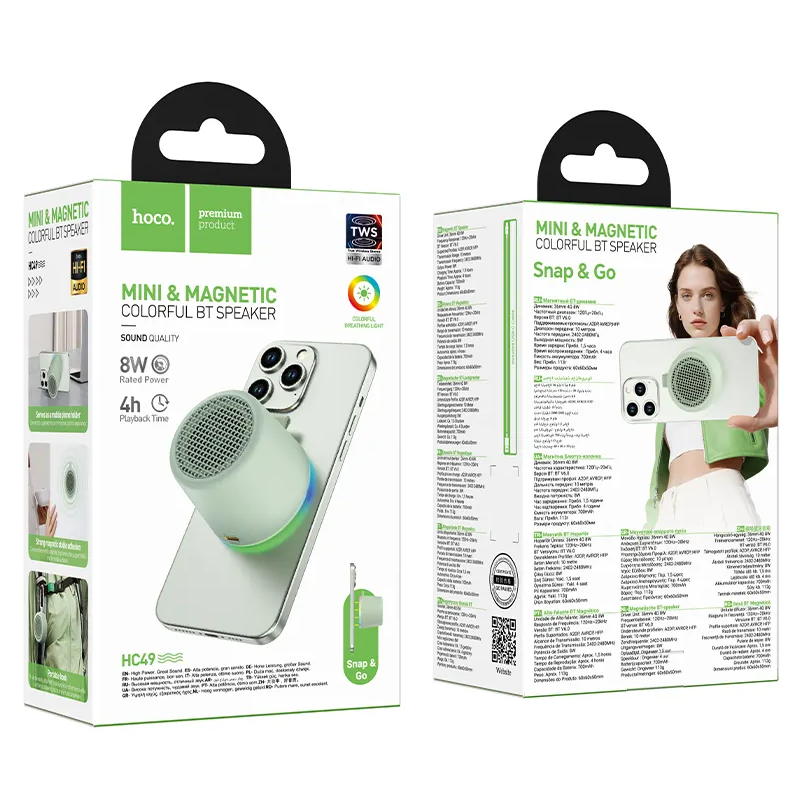 Enceinte Bluetooth Portable HOCO HC49 Mini Magnétique, 8W, TWS, Vert