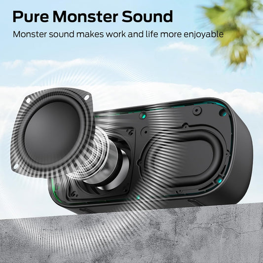 Draagbare Bluetooth-luidspreker Monster S150, 14W, TWS, RGB, Waterdicht, Zwart