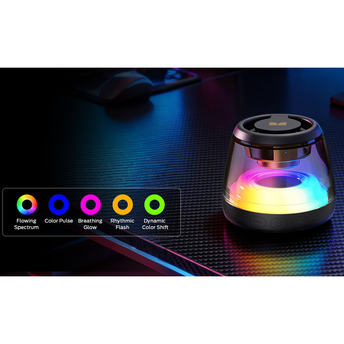 Draagbare Bluetooth Speaker Monster Mag Flux, 5W, TWS, RGB, Zwart
