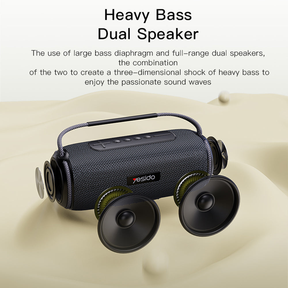 Tragbarer Bluetooth-Lautsprecher Yesido YSW11, 40W, RGB, wasserdicht, Schwarz