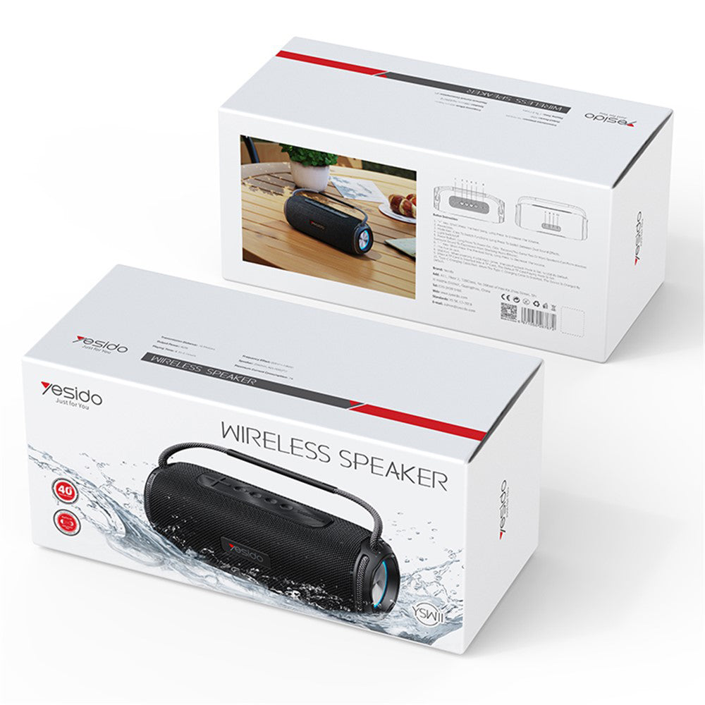 Tragbarer Bluetooth-Lautsprecher Yesido YSW11, 40W, RGB, wasserdicht, Schwarz