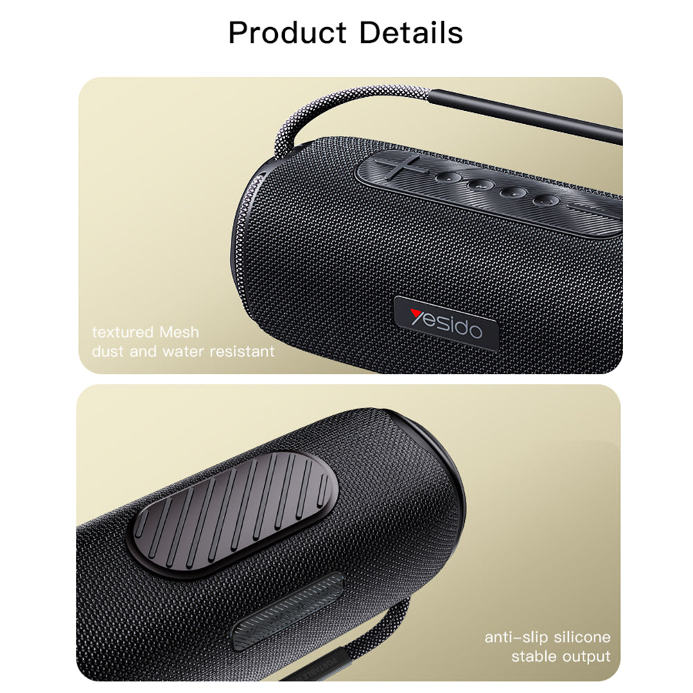 Tragbarer Bluetooth-Lautsprecher Yesido YSW11, 40W, RGB, wasserdicht, Schwarz