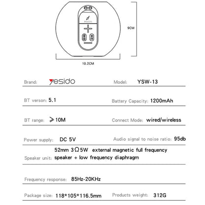 Draagbare Bluetooth Speaker Yesido YSW13, 5W, RGB, Blauw