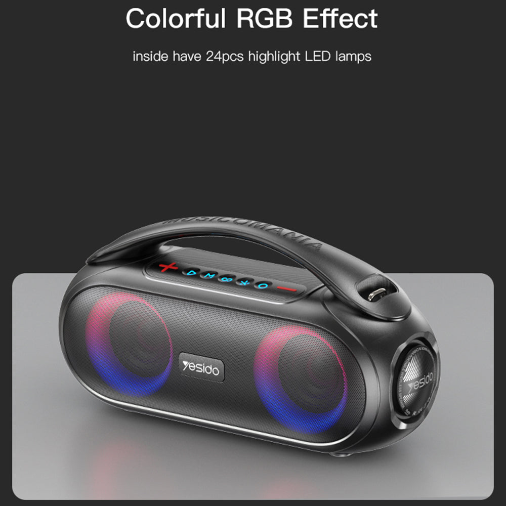 Enceinte Portable Bluetooth Yesido YSW19, 40W, RGB, Étanche, Noire