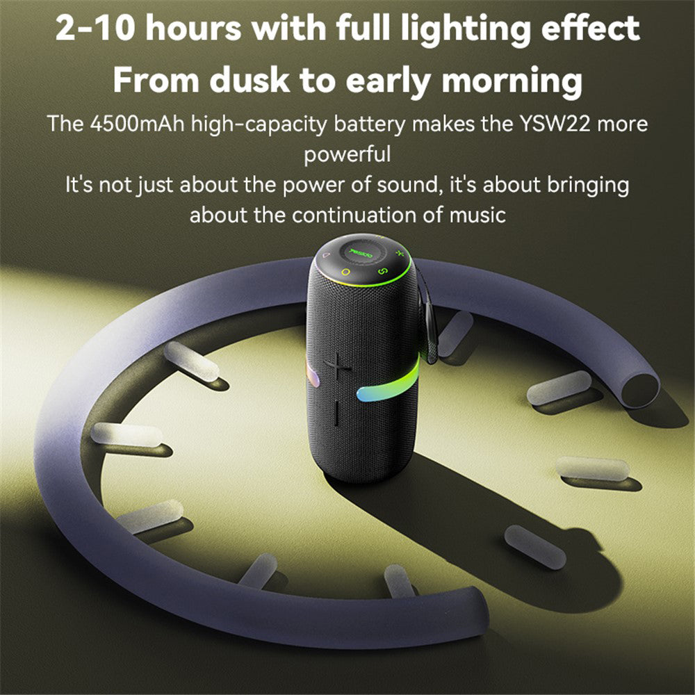 Yesido YSW22 Portable Bluetooth Speaker, 30W, RGB, Waterproof, Black