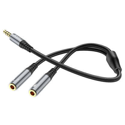 Audioadapter 3,5mm - 2 x 3,5mm HOCO UPA21-2, 0,25m, Schwarz