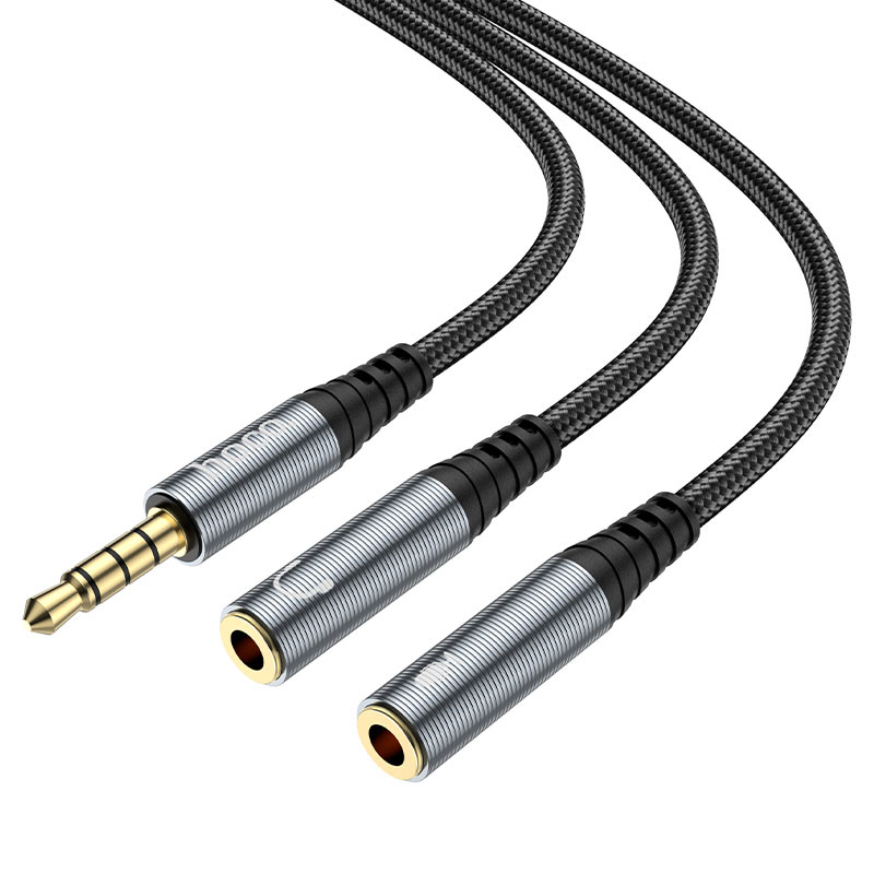 Audioadapter 3,5mm - 2 x 3,5mm HOCO UPA21-2, 0,25m, Schwarz
