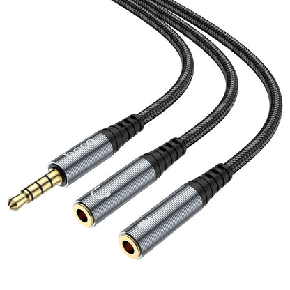 Audioadapter 3,5mm - 2 x 3,5mm HOCO UPA21-2, 0,25m, Schwarz