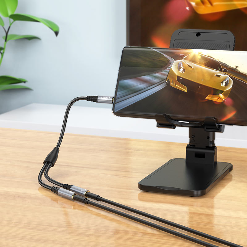 Audioadapter 3,5mm - 2 x 3,5mm HOCO UPA21-2, 0,25m, Schwarz