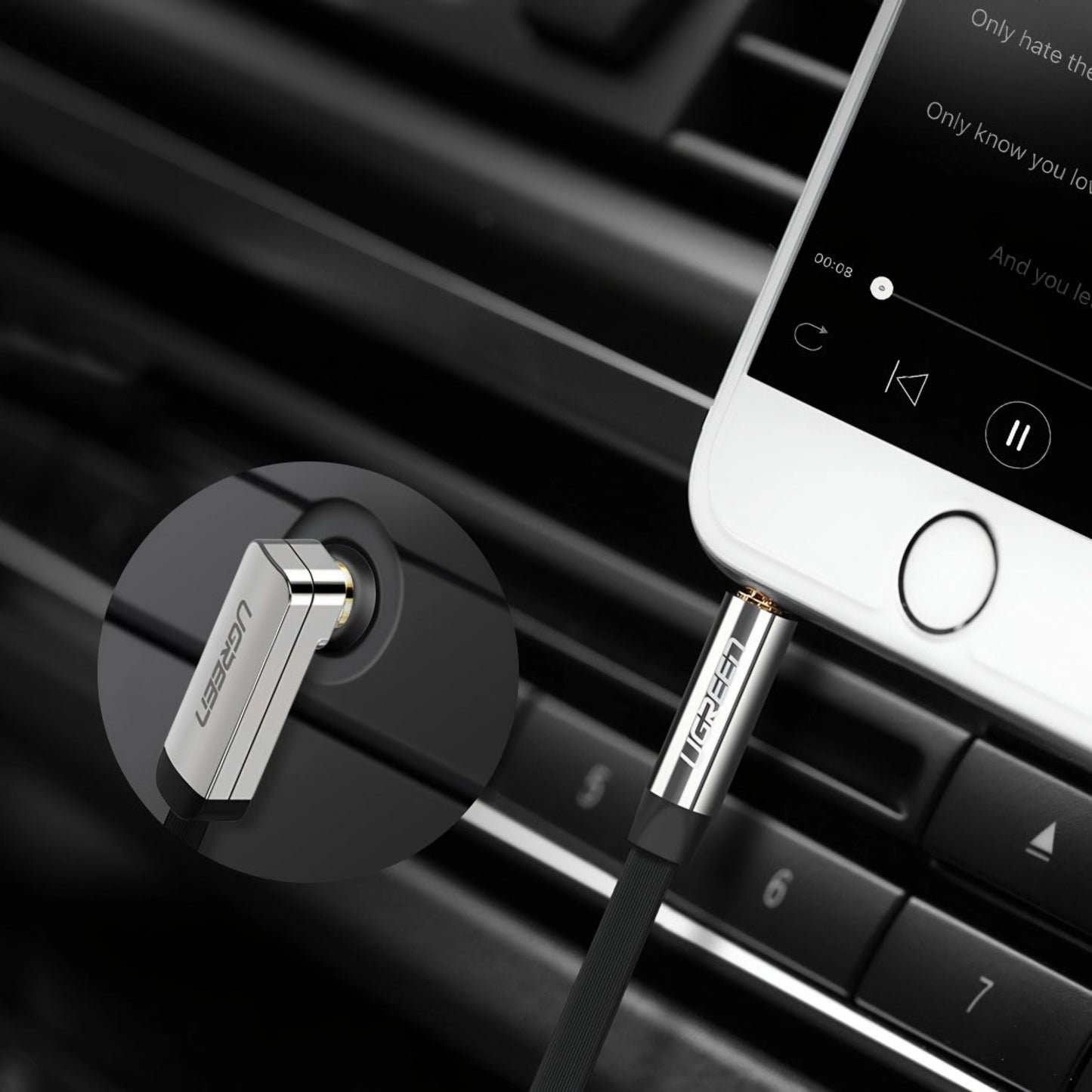 Audio Kabel 3.5mm - 3.5mm UGREEN AV119 Angled, 2m, Zwart