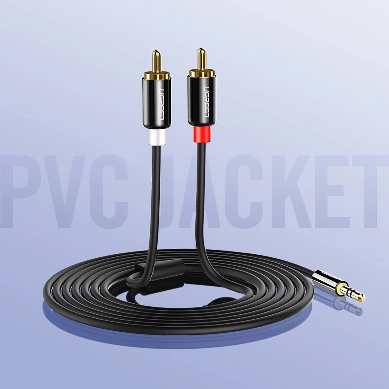 Audio Kabel 3.5mm - 2 x RCA UGREEN AV116, 1m, Zwart
