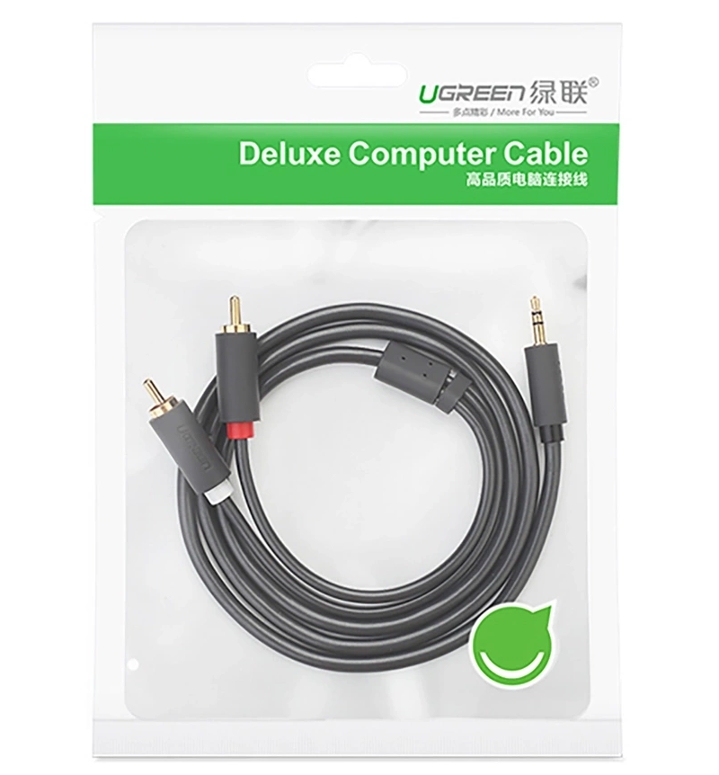 Audio Kabel 3.5mm - 2 x RCA UGREEN AV102, 2m, Zwart