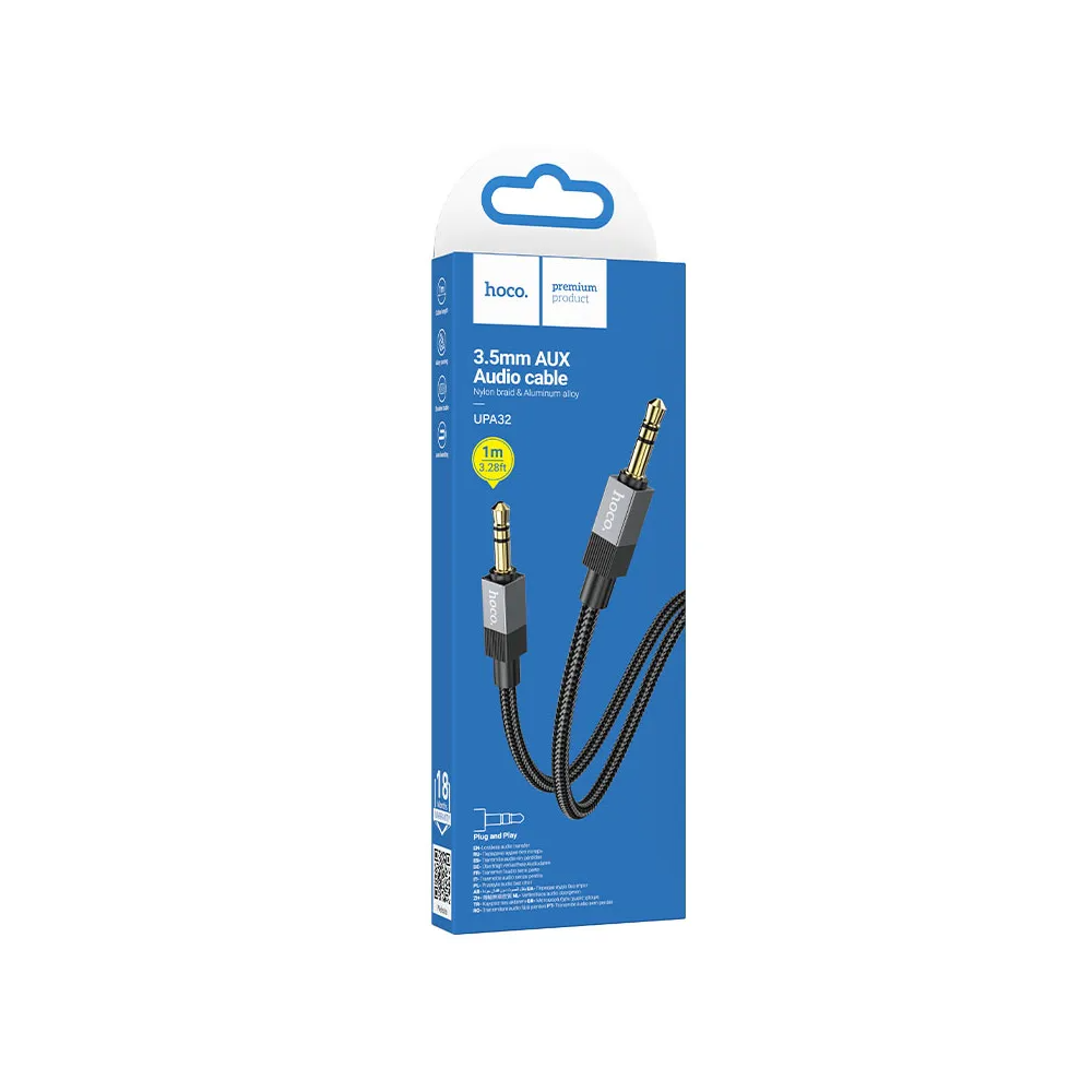 Audio Kabel 3.5mm - 3.5mm HOCO UPA32, 1m, Zwart