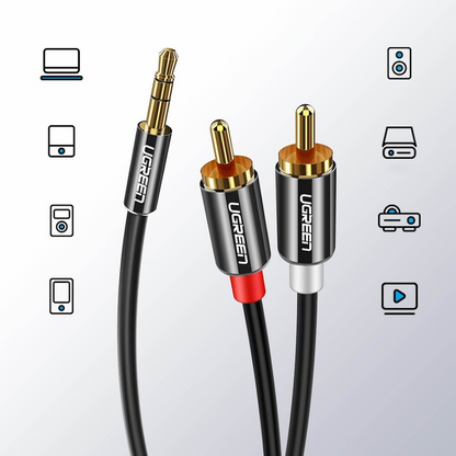 Câble Audio 3.5mm - 2 x RCA UGREEN AV116, 5m, Noir