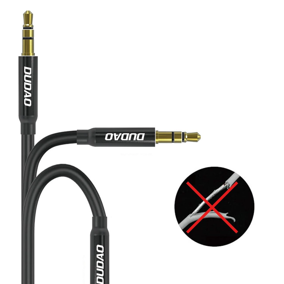 3,5mm - 3,5mm Dudao L12s audiokabel, 1m, zwart
