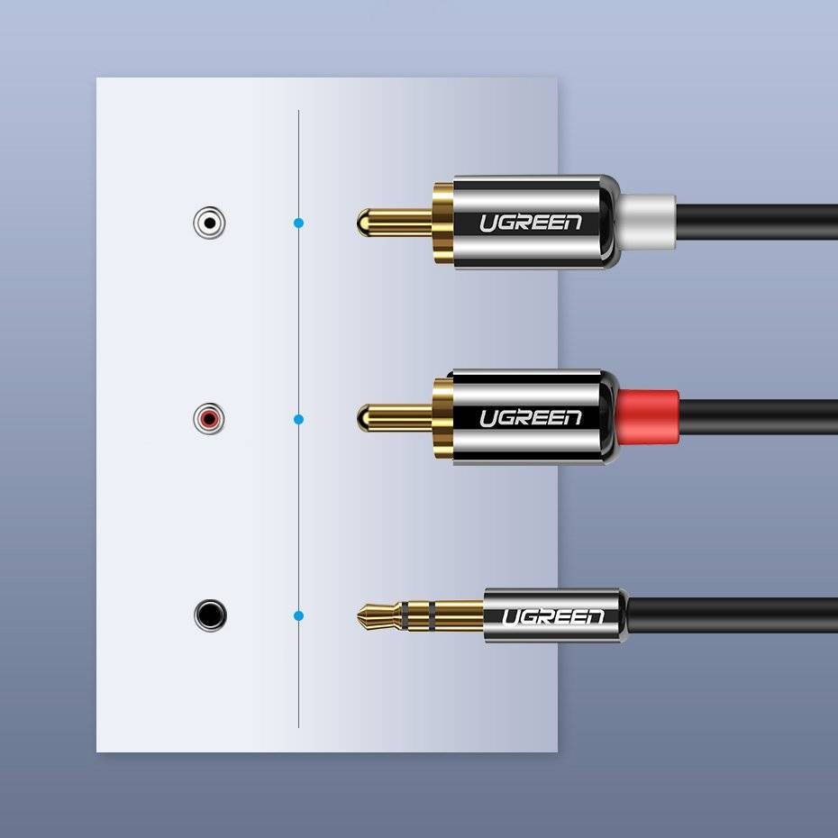 Audio-Kabel 3,5mm - 2 x RCA UGREEN AV116, 2m, Schwarz