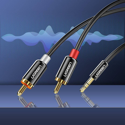 Audio-Kabel 3,5mm - 2 x RCA UGREEN AV116, 2m, Schwarz