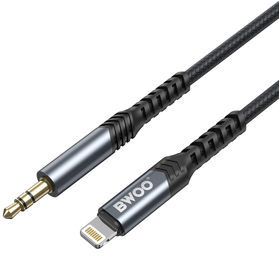 Câble audio Lightning - 3.5mm BWOO BO-AUX068, 1.2m, Noir 