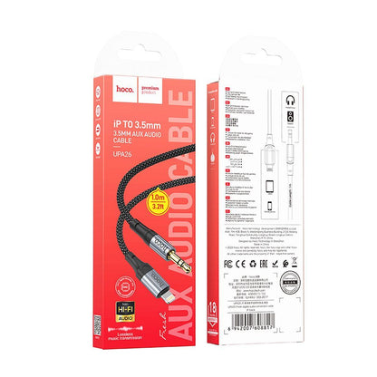 Audio Lightning-kabel - 3,5mm HOCO UPA26, 1m, Zwart