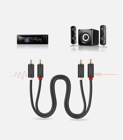 UGREEN AV104 Audiokabel, 2 x RCA - 2 x RCA, 2m, Schwarz