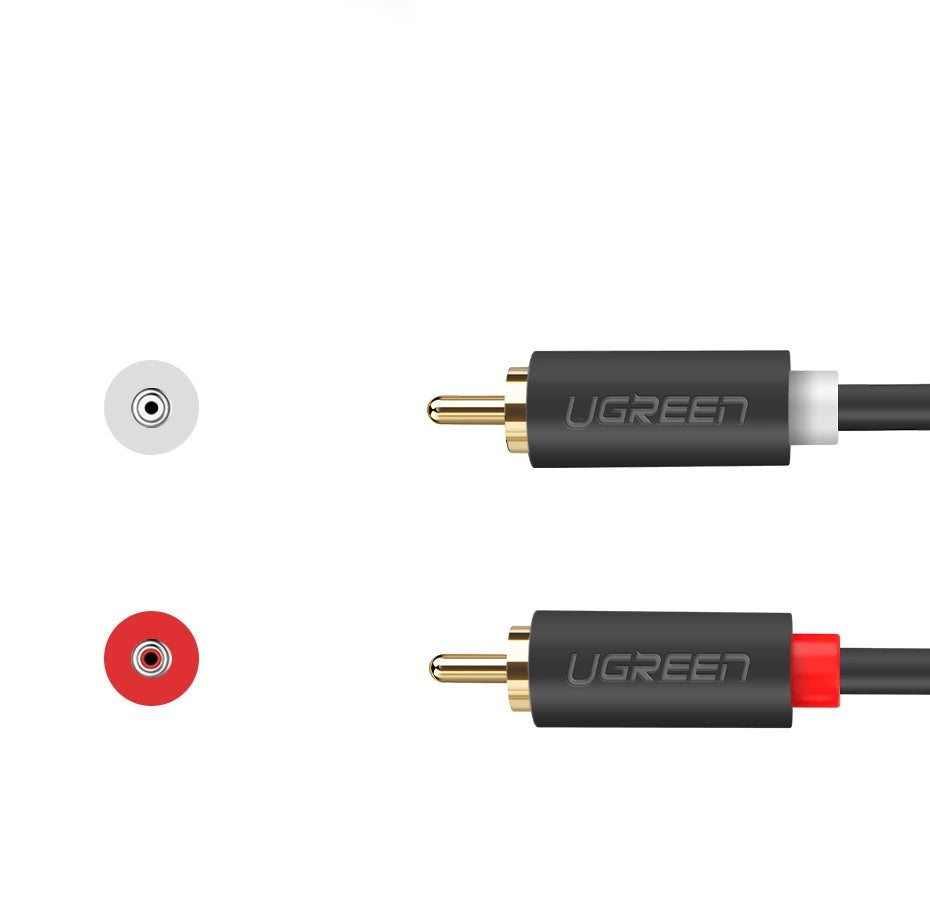 UGREEN AV104 Audiokabel, 2 x RCA - 2 x RCA, 2m, Schwarz
