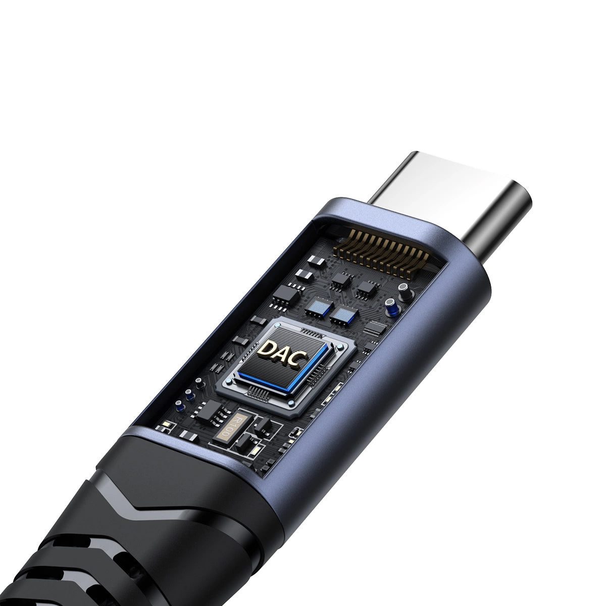Câble Audio USB-C - 3.5mm / USB-C Joyroom SY-C02, 0.14m, Noir