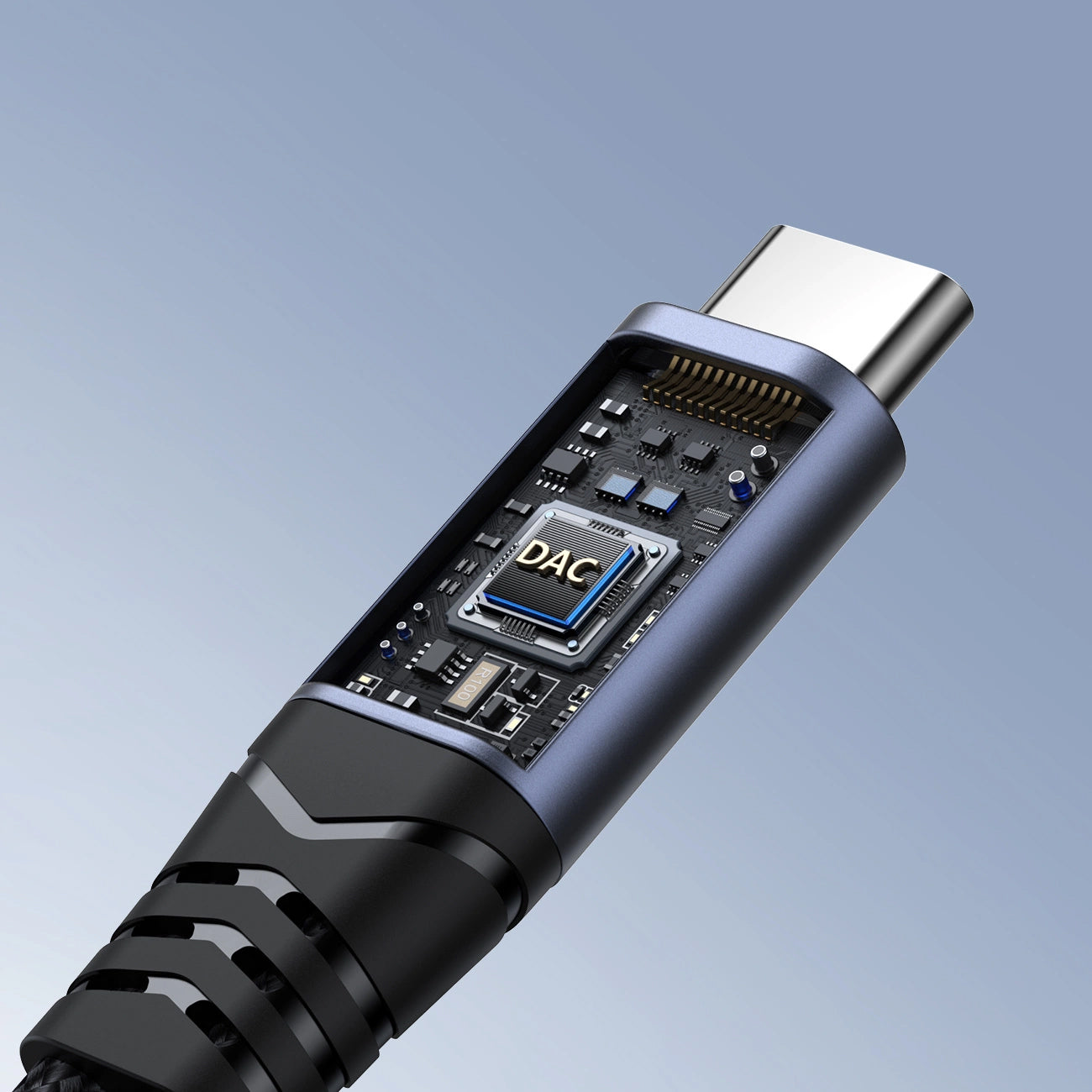 Câble Audio USB-C - 3.5mm / USB-C Joyroom SY-C02, 0.14m, Noir