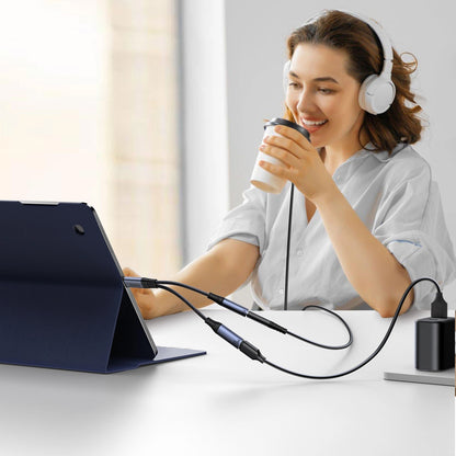 Câble Audio USB-C - 3.5mm / USB-C Joyroom SY-C02, 0.14m, Noir