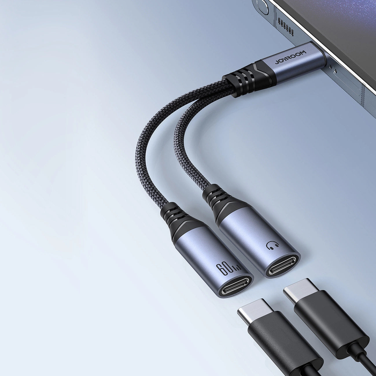 Câble Audio USB-C - 2 x USB-C Joyroom SY-C03, 0.14m, Noir