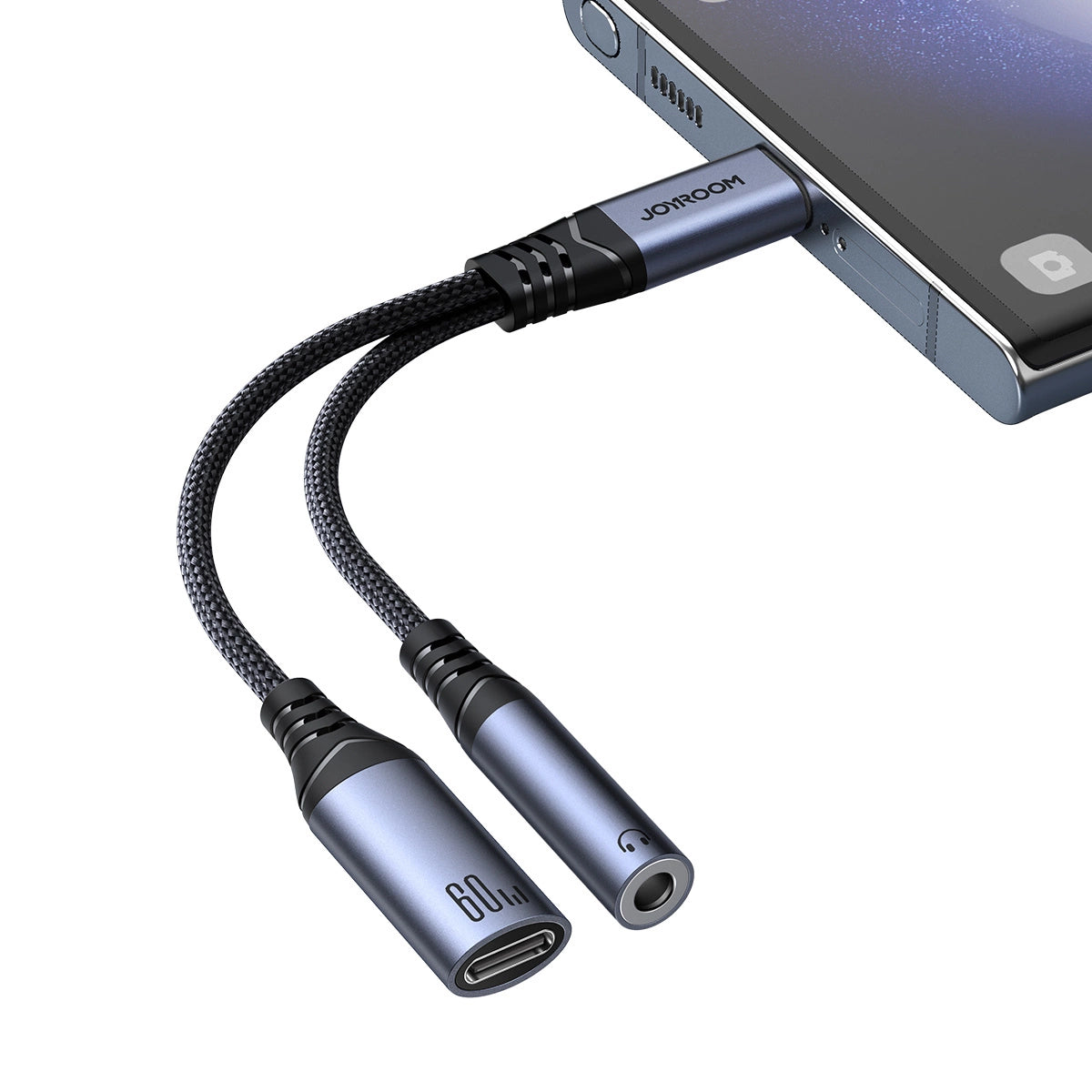 Câble Audio USB-C - 3.5mm / USB-C Joyroom SY-C02, 0.14m, Noir