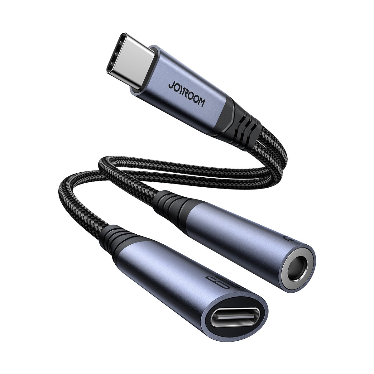 Câble Audio USB-C - 3.5mm / USB-C Joyroom SY-C02, 0.14m, Noir