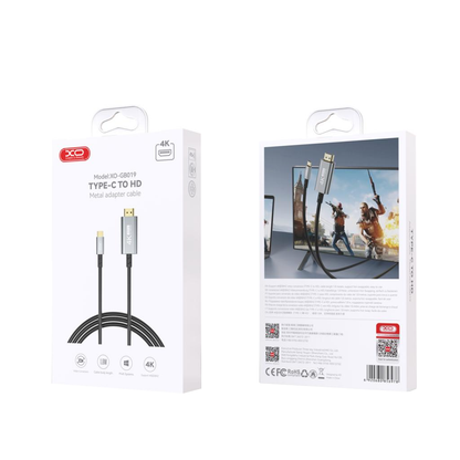 Audio- en Videokabel USB-C - HDMI XO Design GB019, 1.8m, Zwart